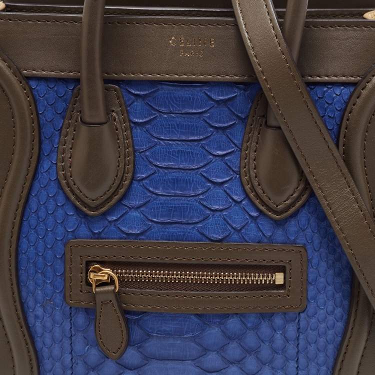 Pre Owned Céline Tri Color Python and Leather Nano Luggage Tote