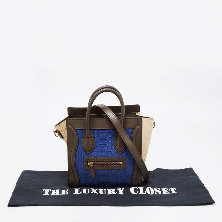 Pre Owned Céline Tri Color Python and Leather Nano Luggage Tote