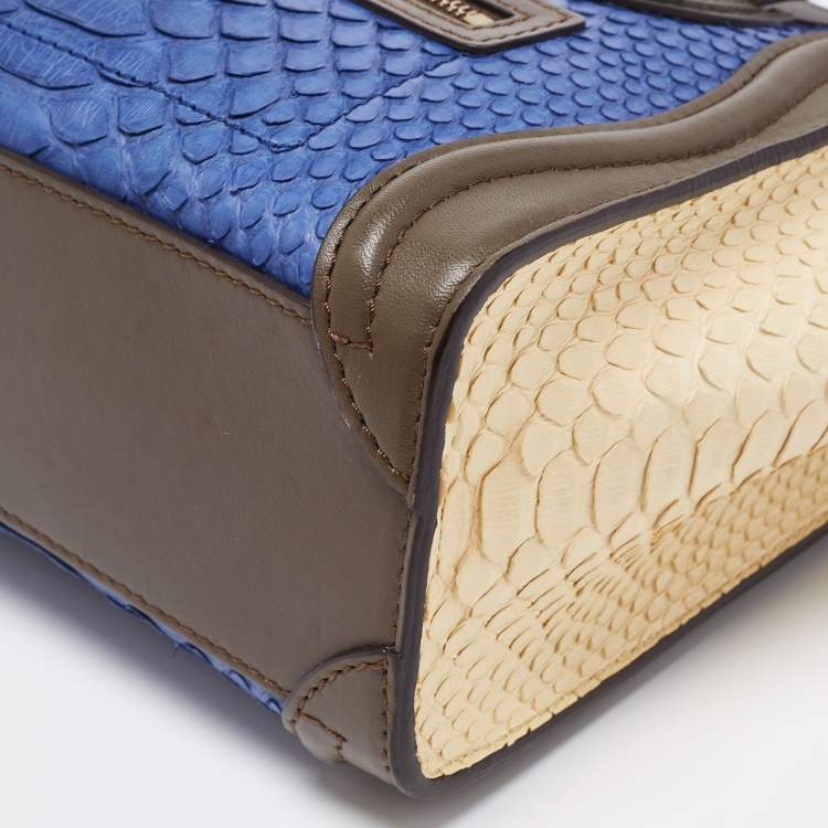 Pre Owned Céline Tri Color Python and Leather Nano Luggage Tote