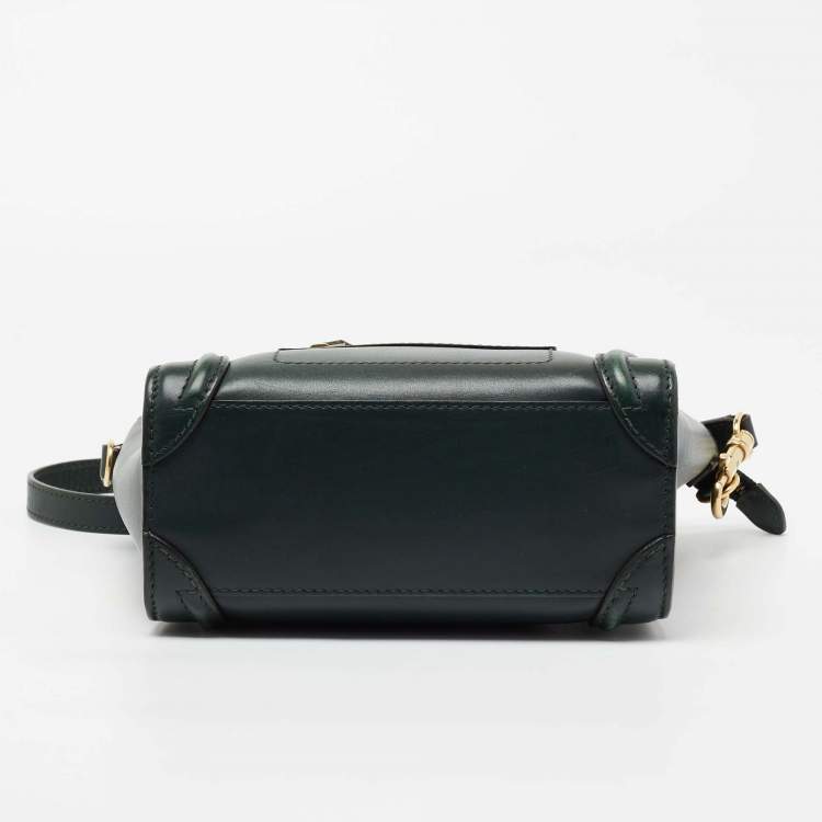 Pre Owned Celine Green Leather Nano Luggage Tote
