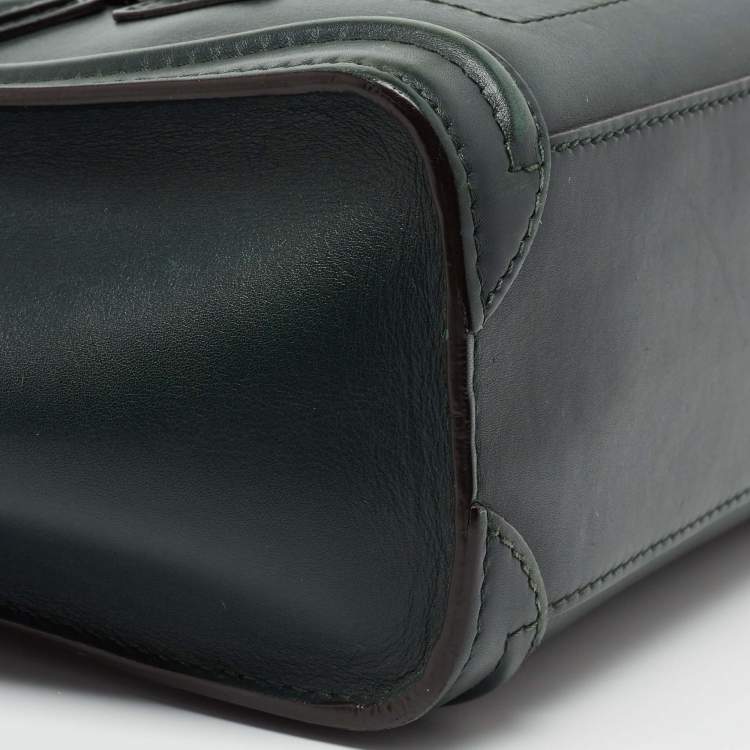 Pre Owned Celine Green Leather Nano Luggage Tote