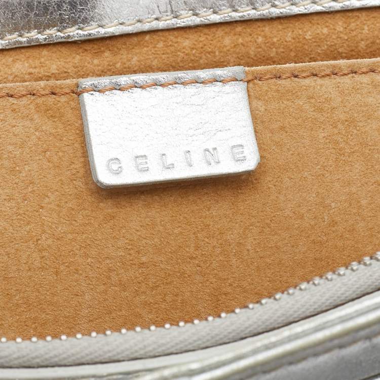 Pre Owned Celine Metallic Silver Leather Boogie Tote