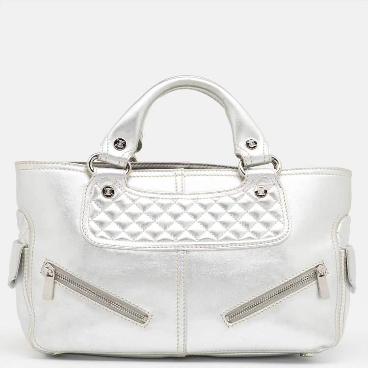 Pre Owned Celine Metallic Silver Leather Boogie Tote