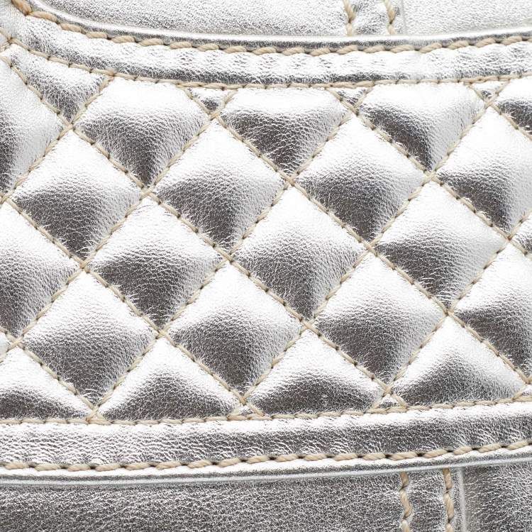 Pre Owned Celine Metallic Silver Leather Boogie Tote