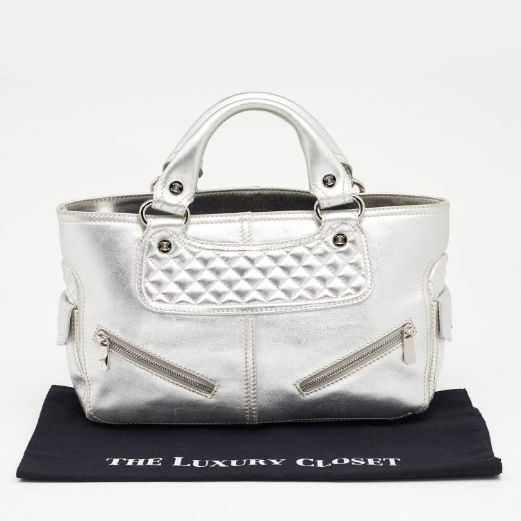 Pre Owned Celine Metallic Silver Leather Boogie Tote