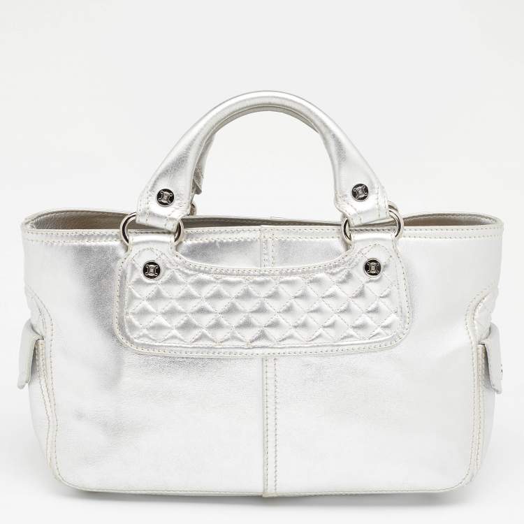 Pre Owned Celine Metallic Silver Leather Boogie Tote