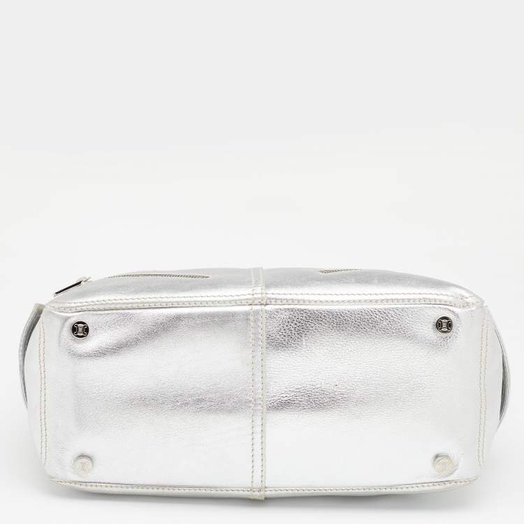 Pre Owned Celine Metallic Silver Leather Boogie Tote