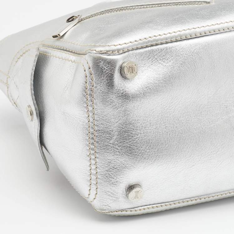 Pre Owned Celine Metallic Silver Leather Boogie Tote