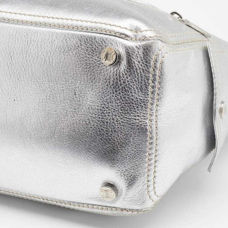 Pre Owned Celine Metallic Silver Leather Boogie Tote