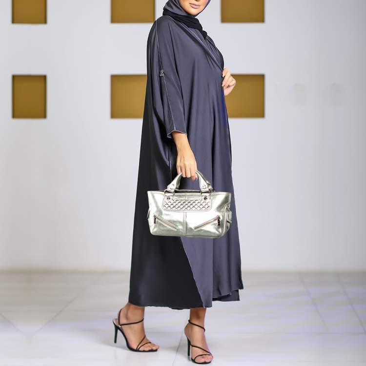 Pre Owned Celine Metallic Silver Leather Boogie Tote