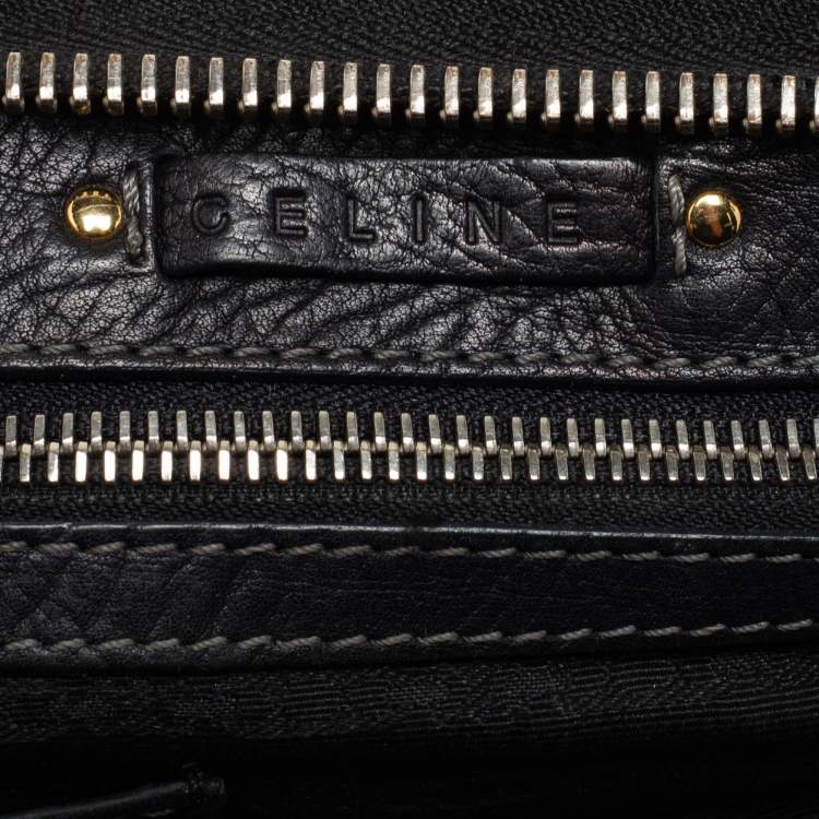 Pre Owned Celine Black Leather Whipstitch Handle Satchel