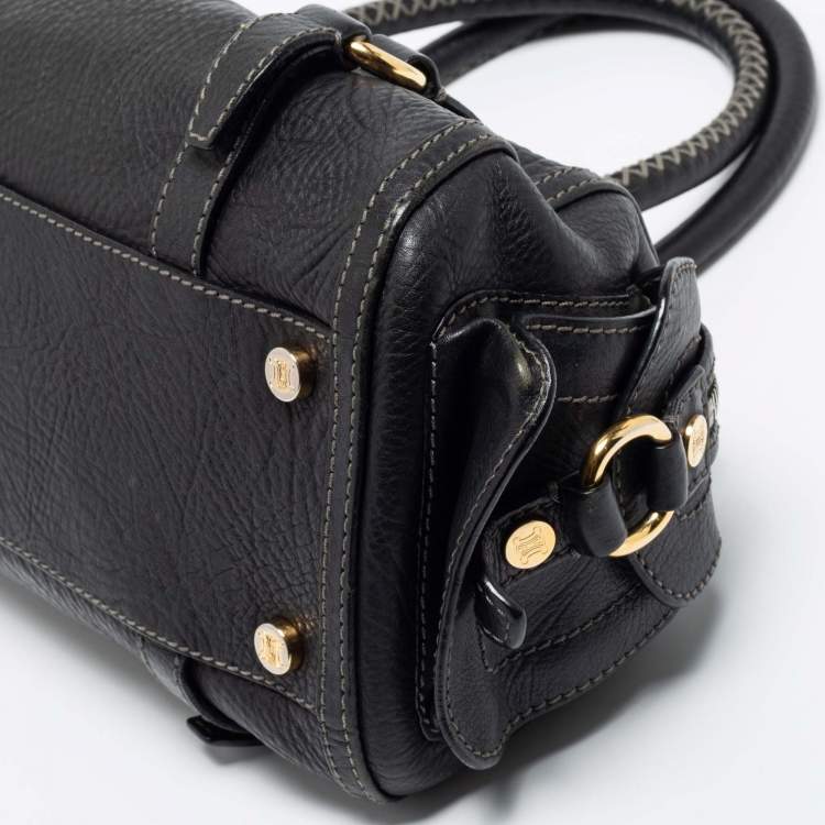 Pre Owned Celine Black Leather Whipstitch Handle Satchel