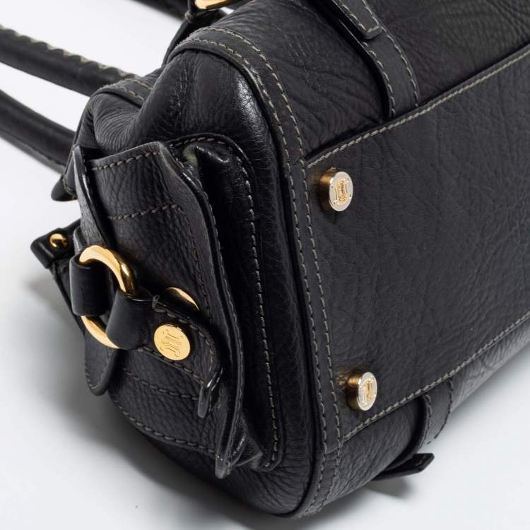 Pre Owned Celine Black Leather Whipstitch Handle Satchel