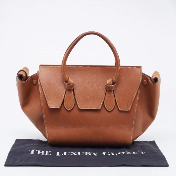 Pre Owned Celine Brown Leather Mini Tie Tote