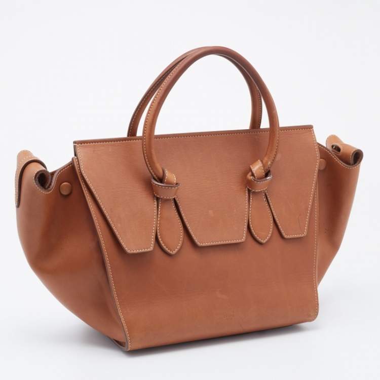 Pre Owned Celine Brown Leather Mini Tie Tote