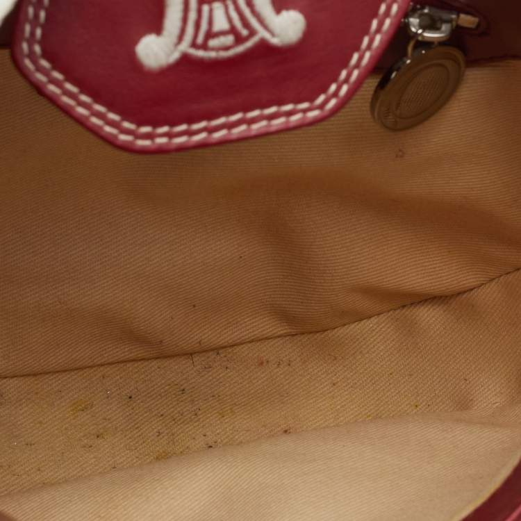 Pre Owned Celine White And Red Leather 2002 Fifa World Cup Hobo