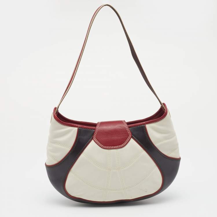 Pre Owned Celine White And Red Leather 2002 Fifa World Cup Hobo