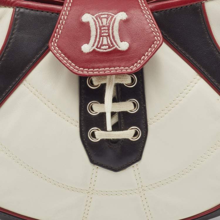 Pre Owned Celine White And Red Leather 2002 Fifa World Cup Hobo