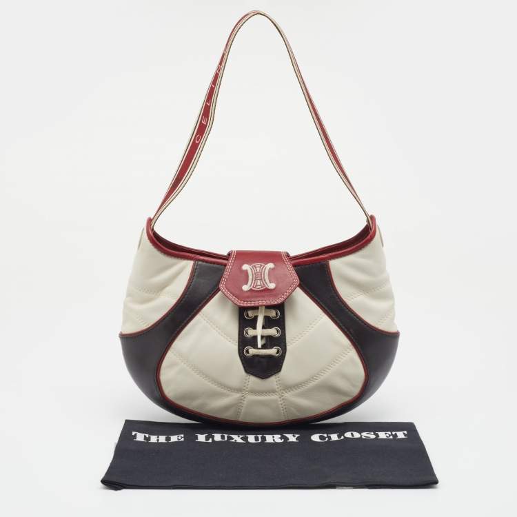 Pre Owned Celine White And Red Leather 2002 Fifa World Cup Hobo