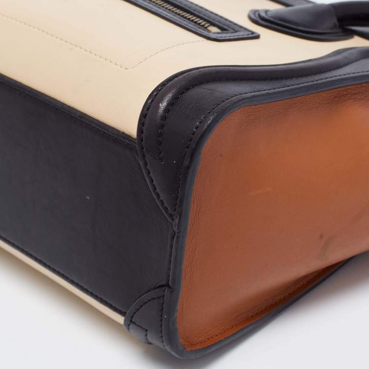 Pre Owned Céline Tri Color Leather Nano Luggage Tote