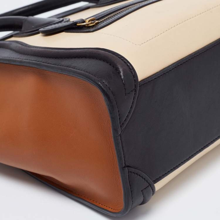 Pre Owned Céline Tri Color Leather Nano Luggage Tote