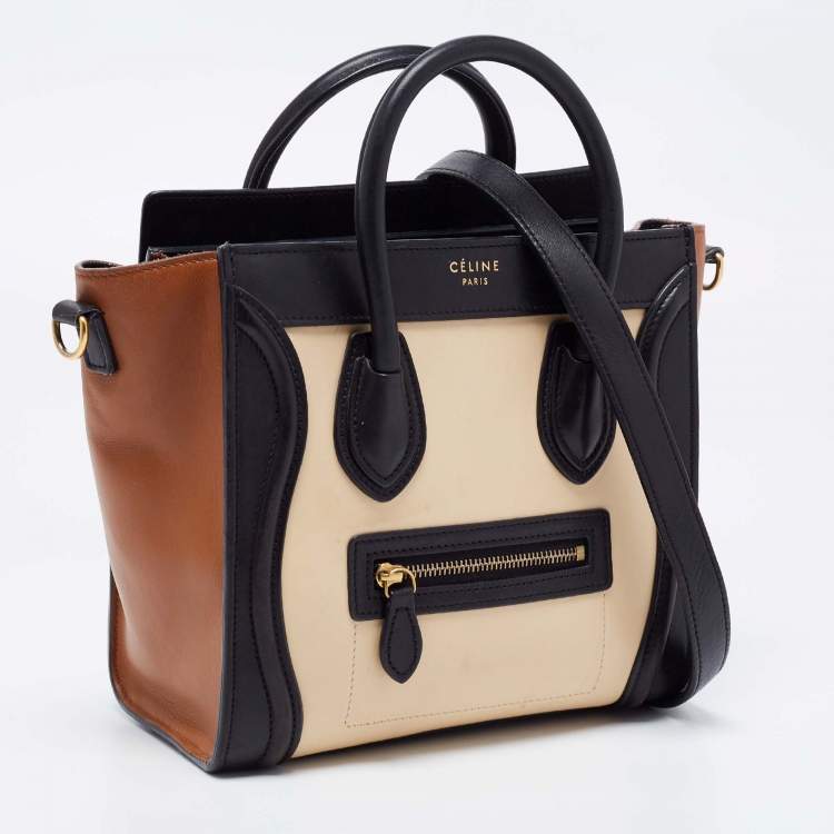 Pre Owned Céline Tri Color Leather Nano Luggage Tote