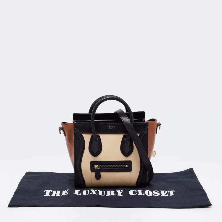 Pre Owned Céline Tri Color Leather Nano Luggage Tote