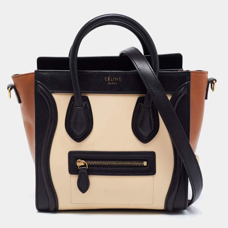 Pre Owned Céline Tri Color Leather Nano Luggage Tote