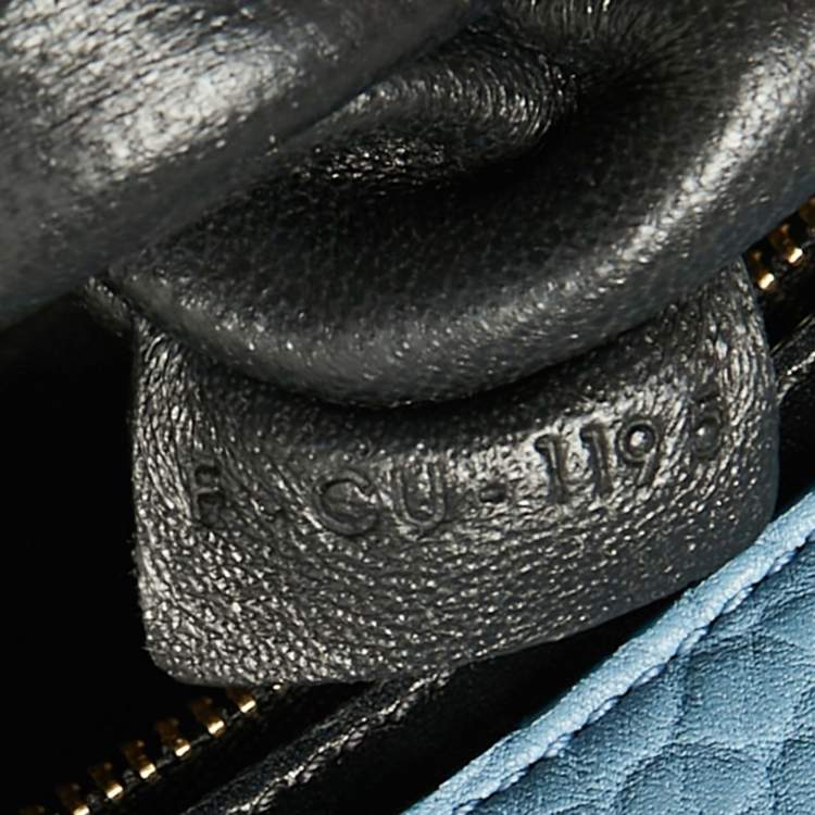 Pre Owned Celine Blue Leather and Suede Small Trapeze Bag