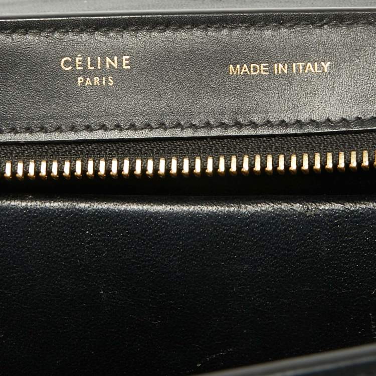 Pre Owned Celine Blue Leather and Suede Small Trapeze Bag