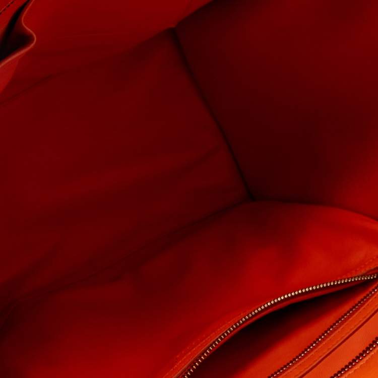 Pre Owned Celine Orange Leather Mini Luggage Tote