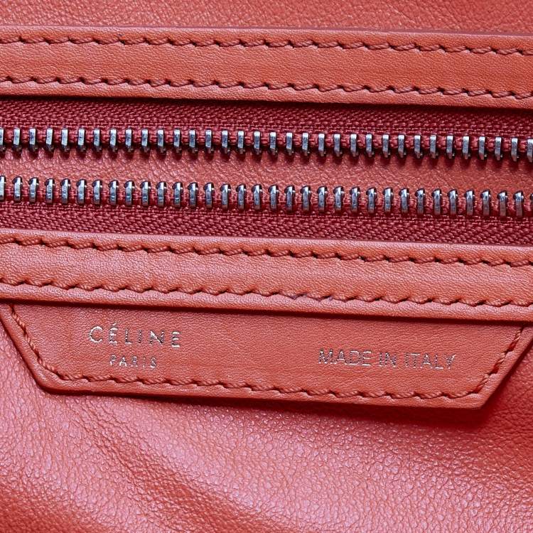 Pre Owned Celine Orange Leather Mini Luggage Tote