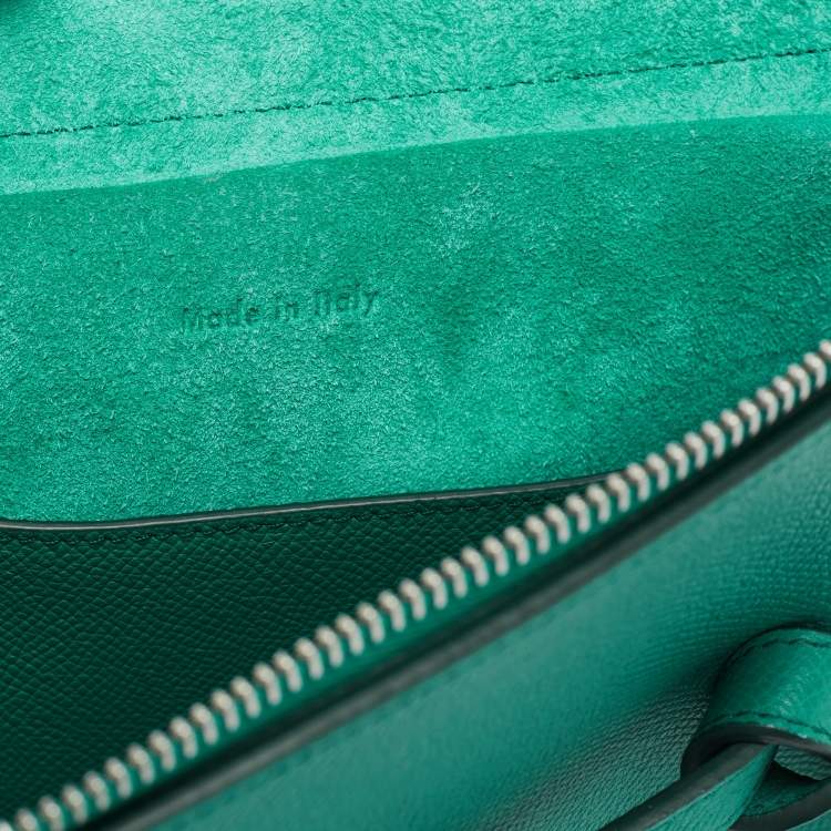Pre Owned Celine Green Leather Micro Belt Top Handle Bag