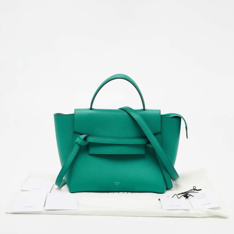 Pre Owned Celine Green Leather Micro Belt Top Handle Bag