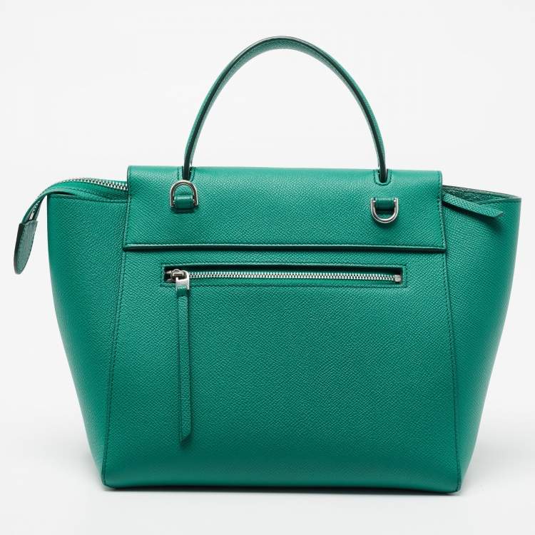 Pre Owned Celine Green Leather Micro Belt Top Handle Bag
