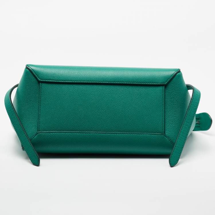 Pre Owned Celine Green Leather Micro Belt Top Handle Bag