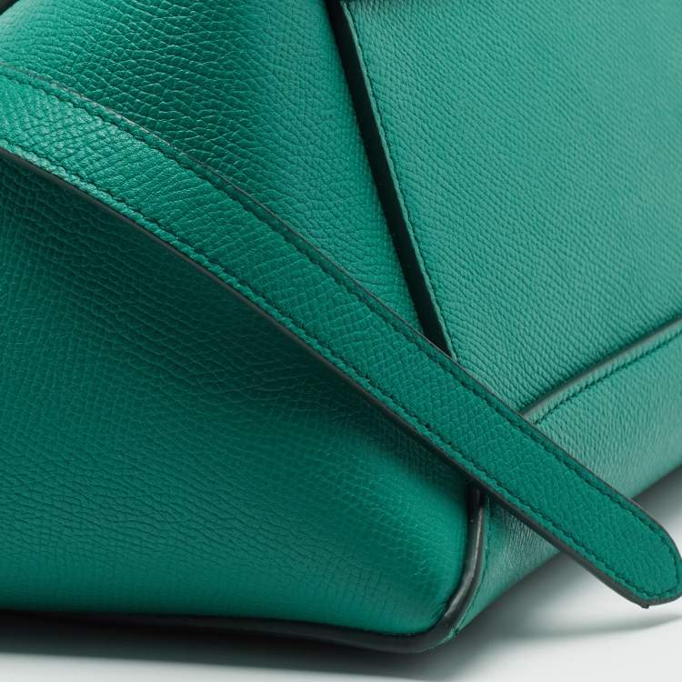 Pre Owned Celine Green Leather Micro Belt Top Handle Bag
