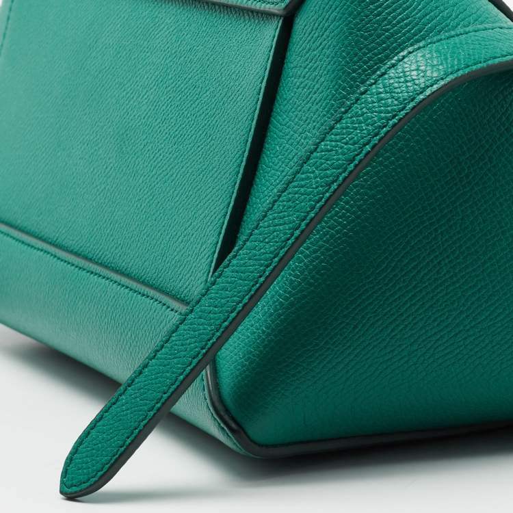 Pre Owned Celine Green Leather Micro Belt Top Handle Bag