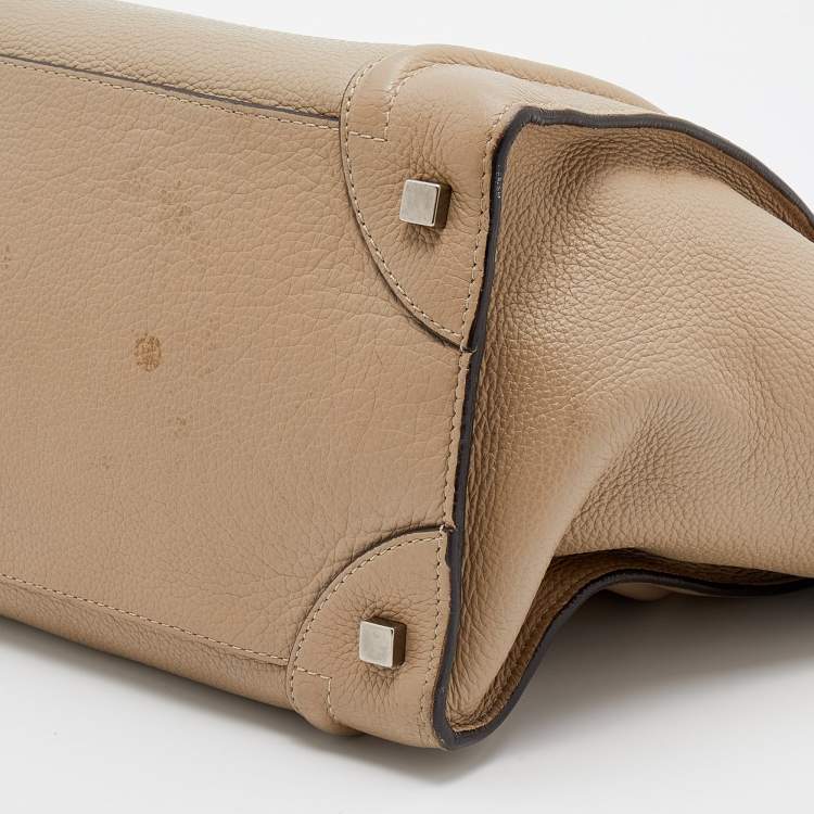 Pre Owned Celine Beige Leather Mini Luggage Tote