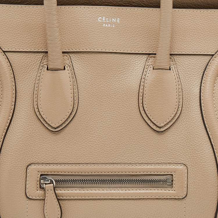 Pre Owned Celine Beige Leather Mini Luggage Tote