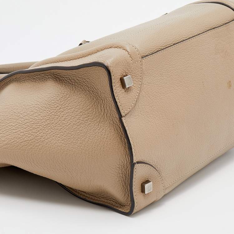 Pre Owned Celine Beige Leather Mini Luggage Tote