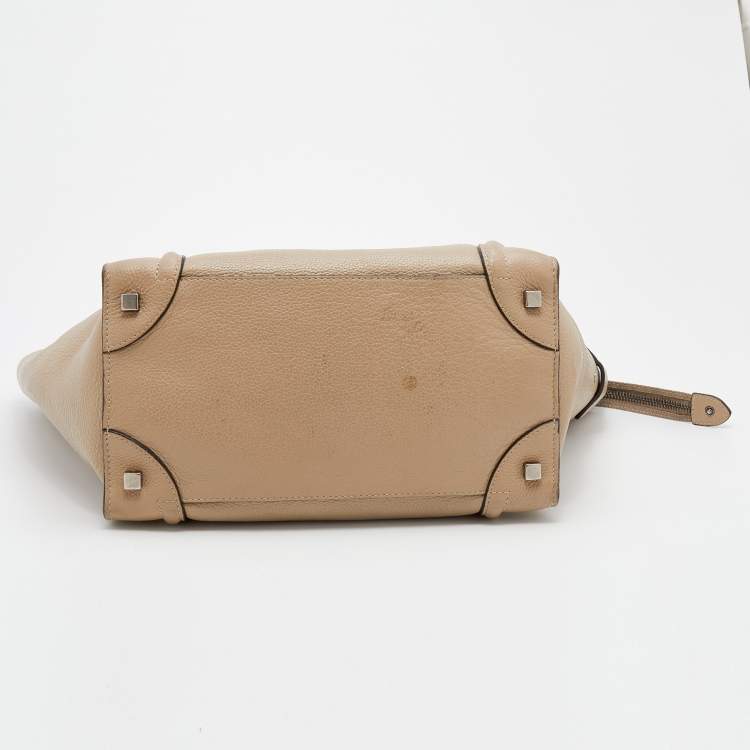 Pre Owned Celine Beige Leather Mini Luggage Tote