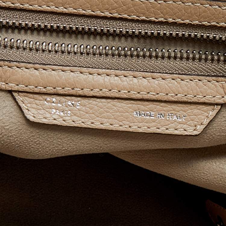 Pre Owned Celine Beige Leather Mini Luggage Tote