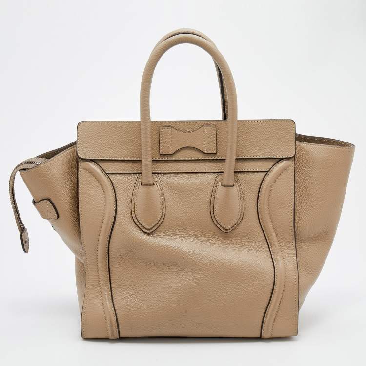 Pre Owned Celine Beige Leather Mini Luggage Tote
