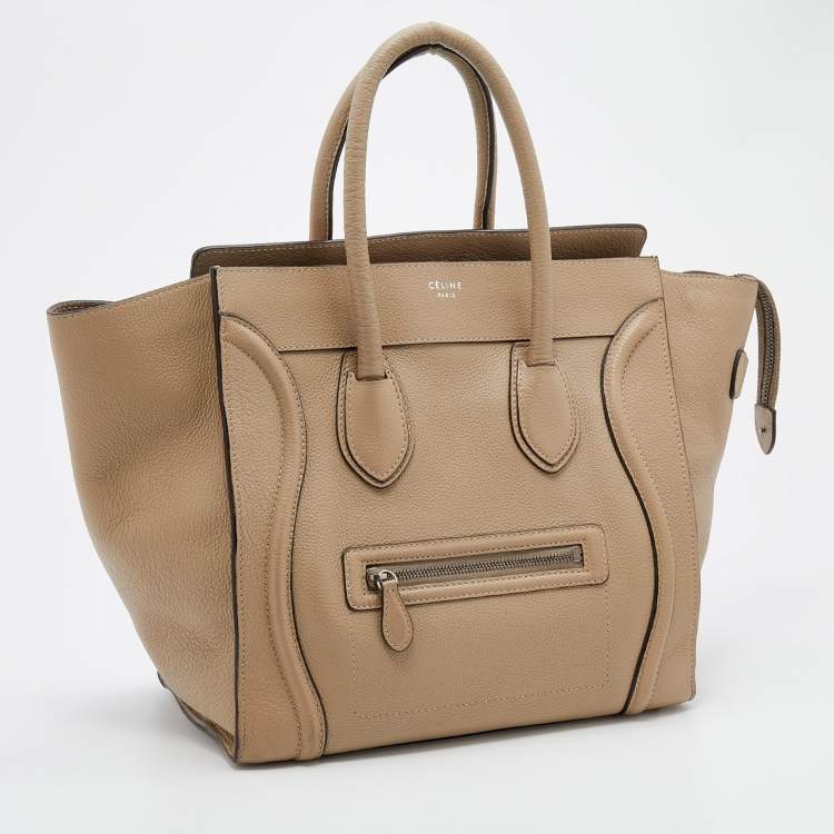 Pre Owned Celine Beige Leather Mini Luggage Tote