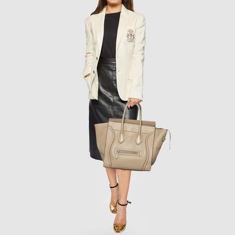 Pre Owned Celine Beige Leather Mini Luggage Tote