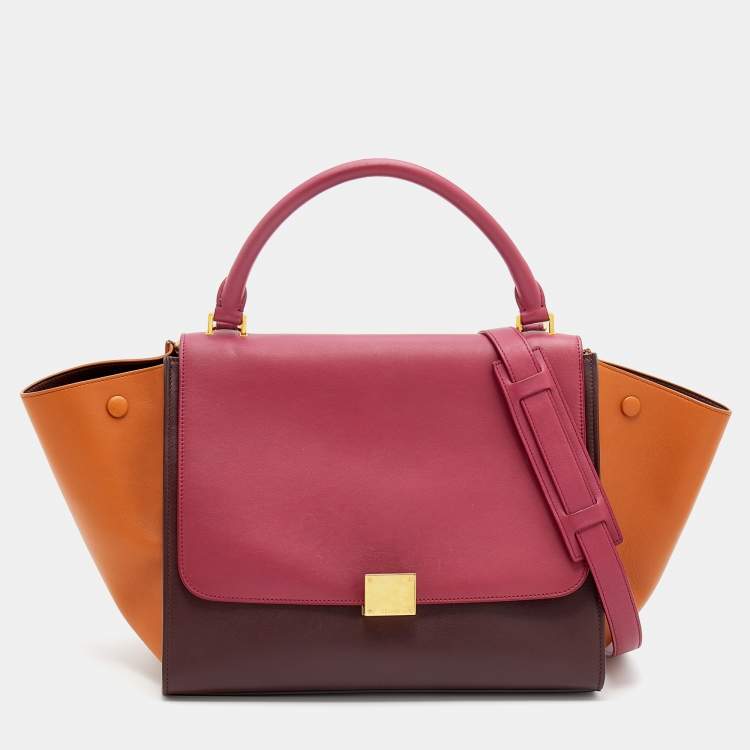 Pre Owned Celine Tricolor Leather Medium Trapeze Top Handle Bag