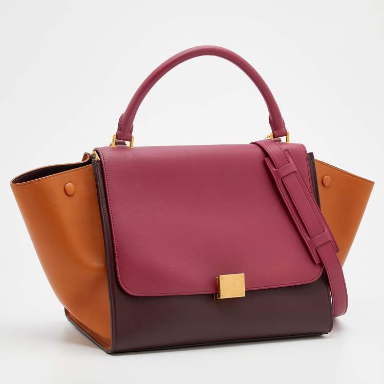 Pre Owned Celine Tricolor Leather Medium Trapeze Top Handle Bag