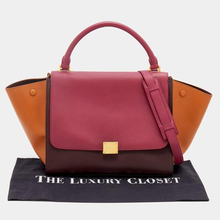 Pre Owned Celine Tricolor Leather Medium Trapeze Top Handle Bag