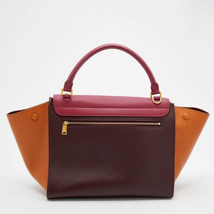 Pre Owned Celine Tricolor Leather Medium Trapeze Top Handle Bag